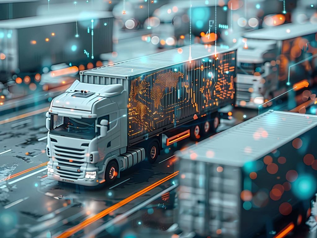 Nákladní automobil s futuristickou ilustrací